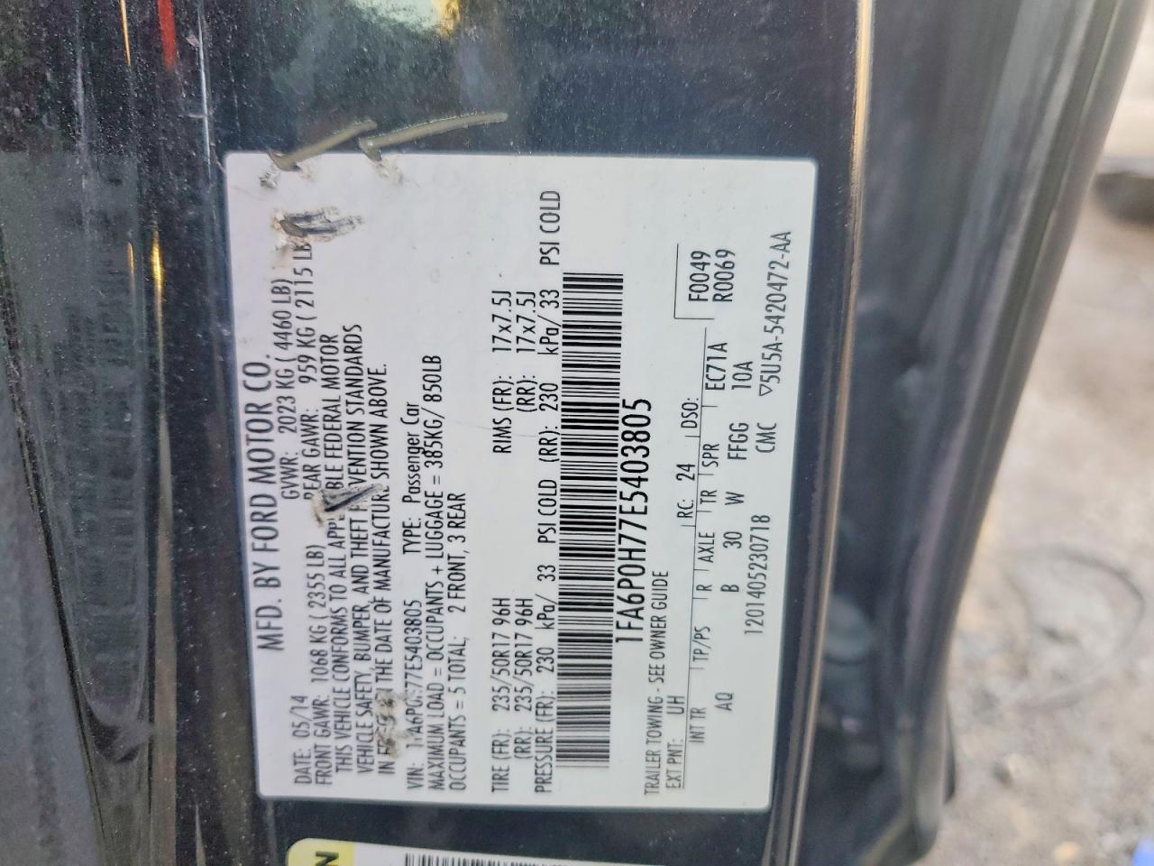 2014 FORD FUSION SE photo 12