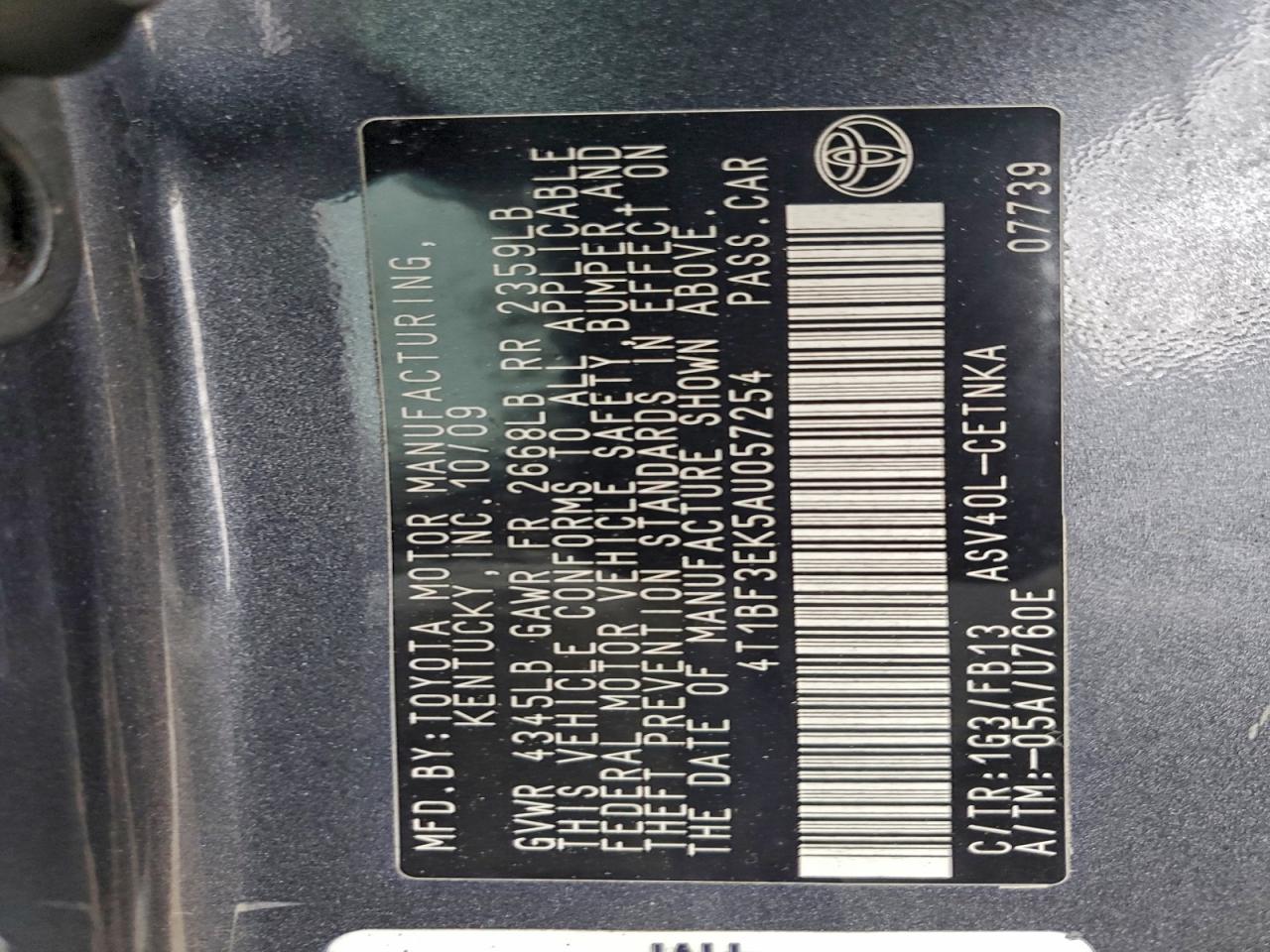 2010 TOYOTA CAMRY BASE photo 12