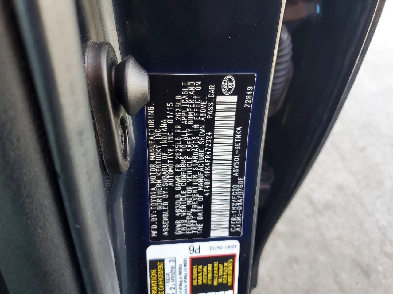 2015 TOYOTA CAMRY LE photo 23