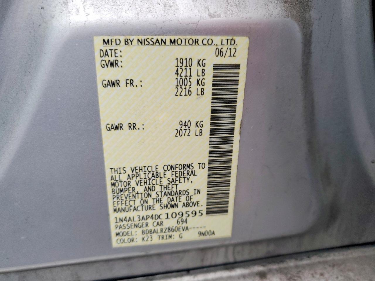 2013 NISSAN ALTIMA 2.5 photo 12