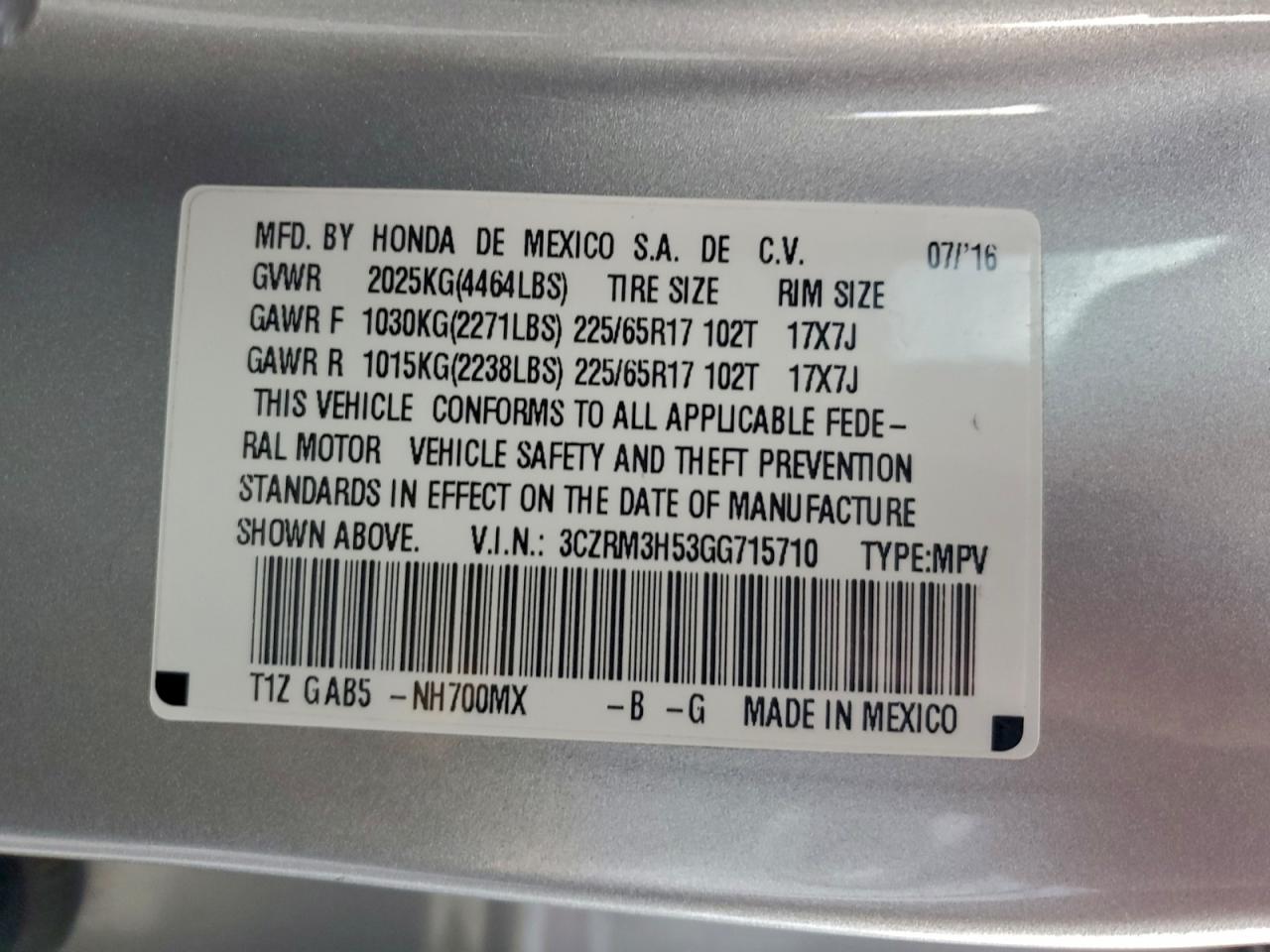 2016 HONDA CR-V EX photo 14
