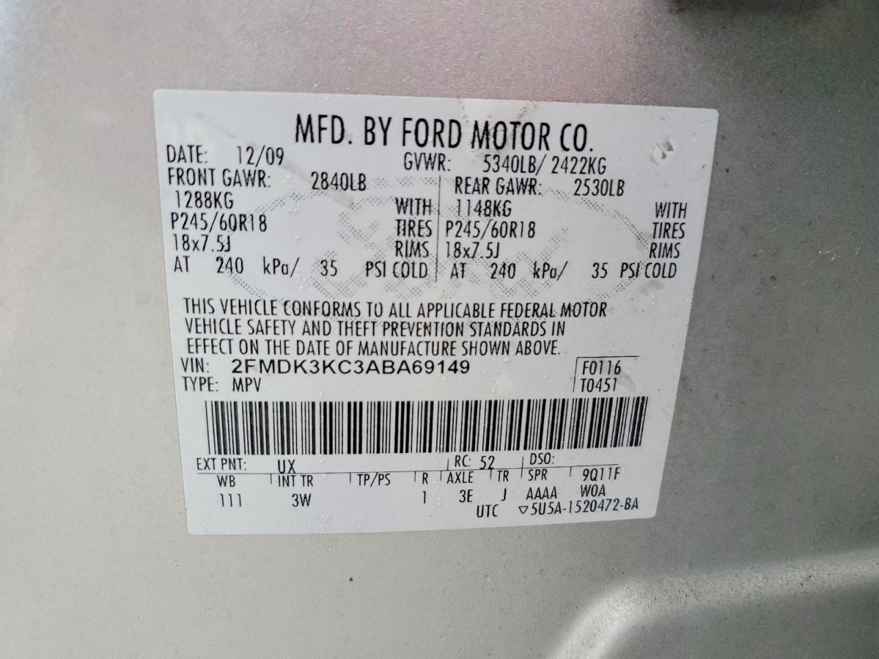 2010 FORD EDGE LIMITED photo 14