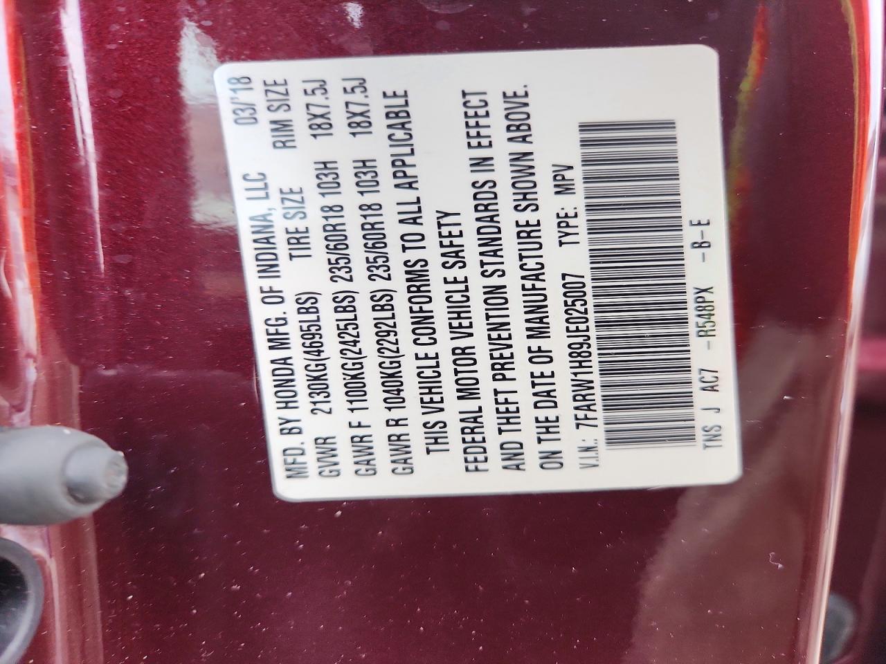 2018 HONDA CR-V EXL photo 14