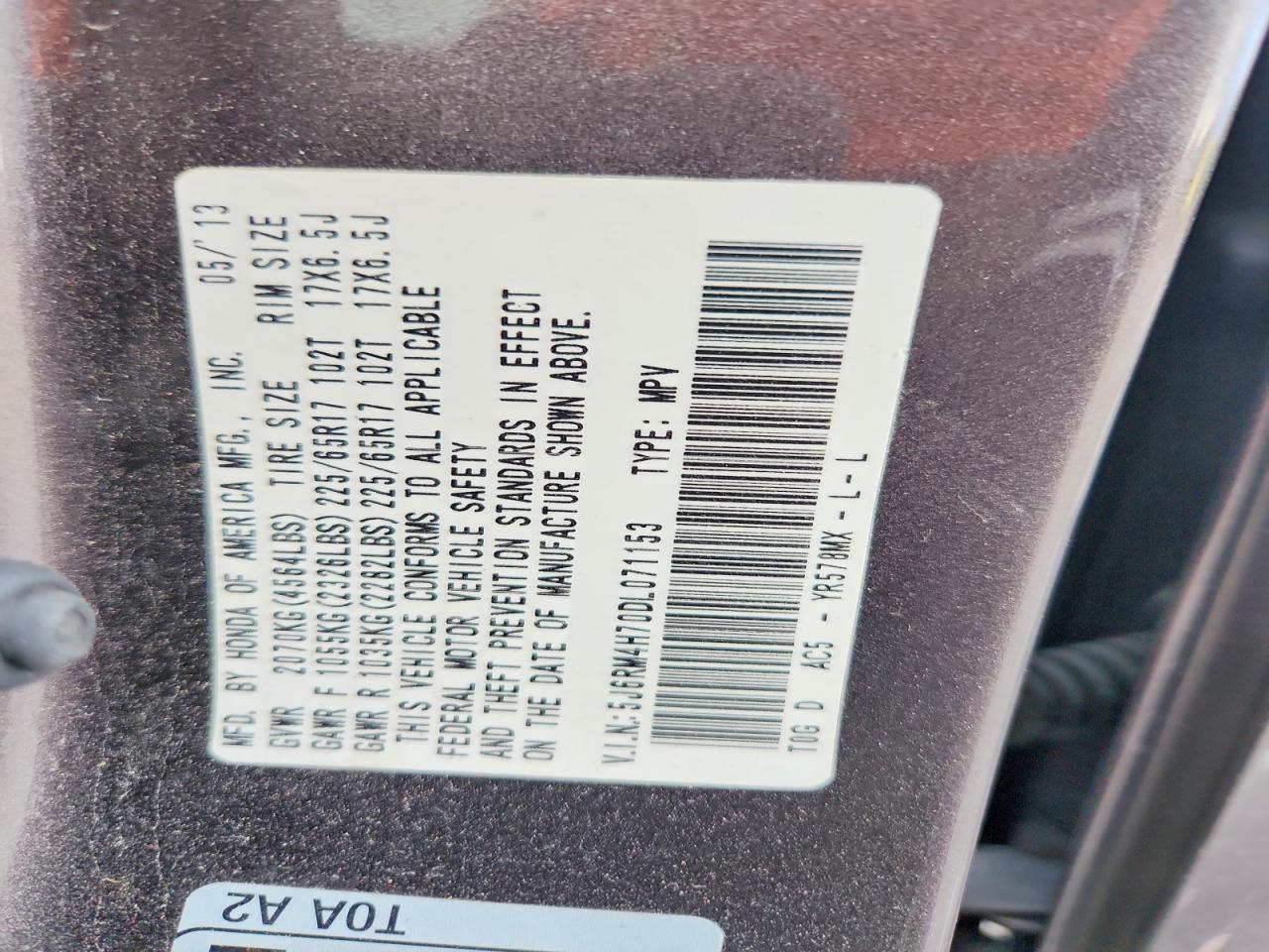 2013 HONDA CR-V EXL photo 13