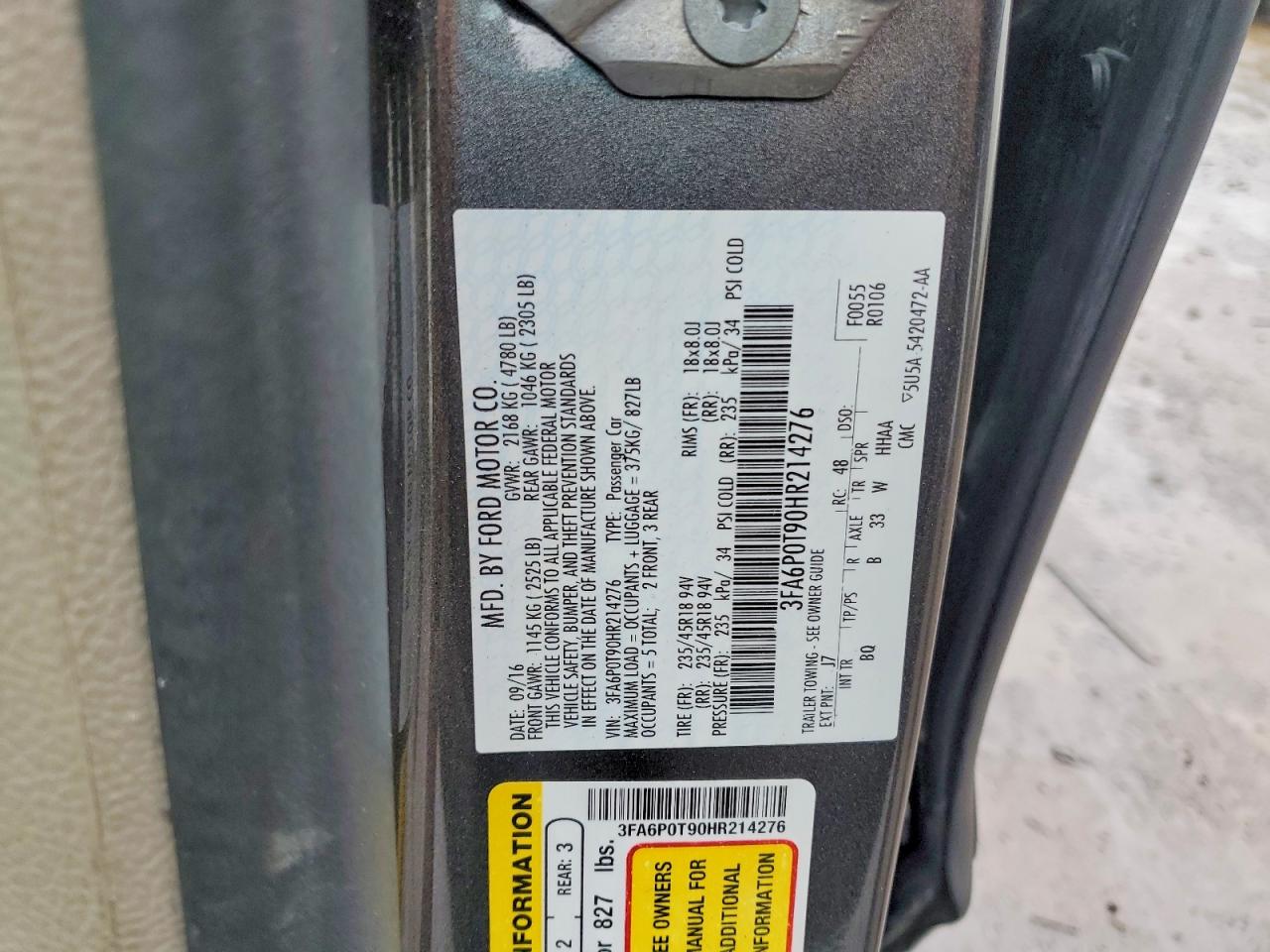 2017 FORD FUSION SE photo 12