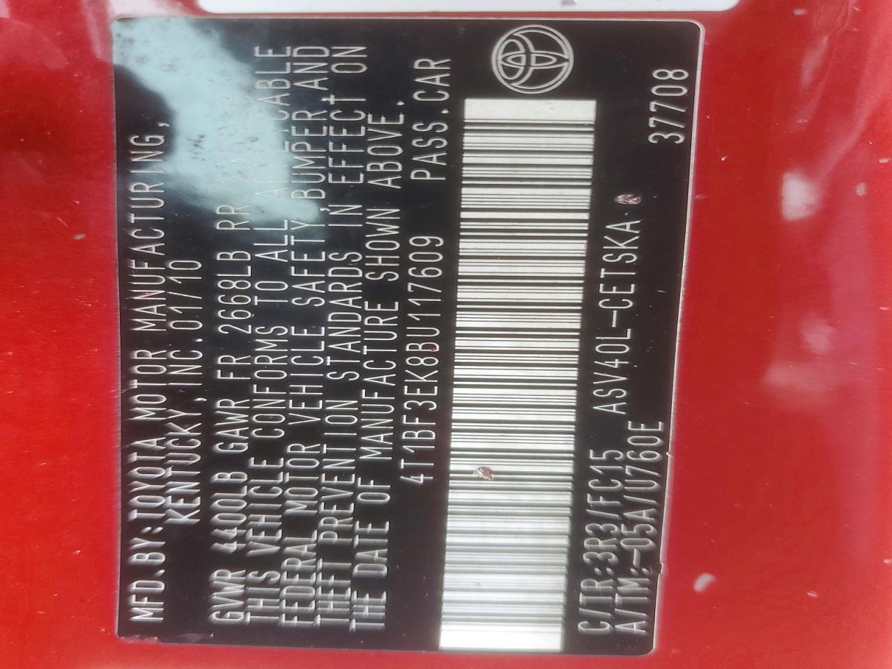 2011 TOYOTA CAMRY BASE photo 12