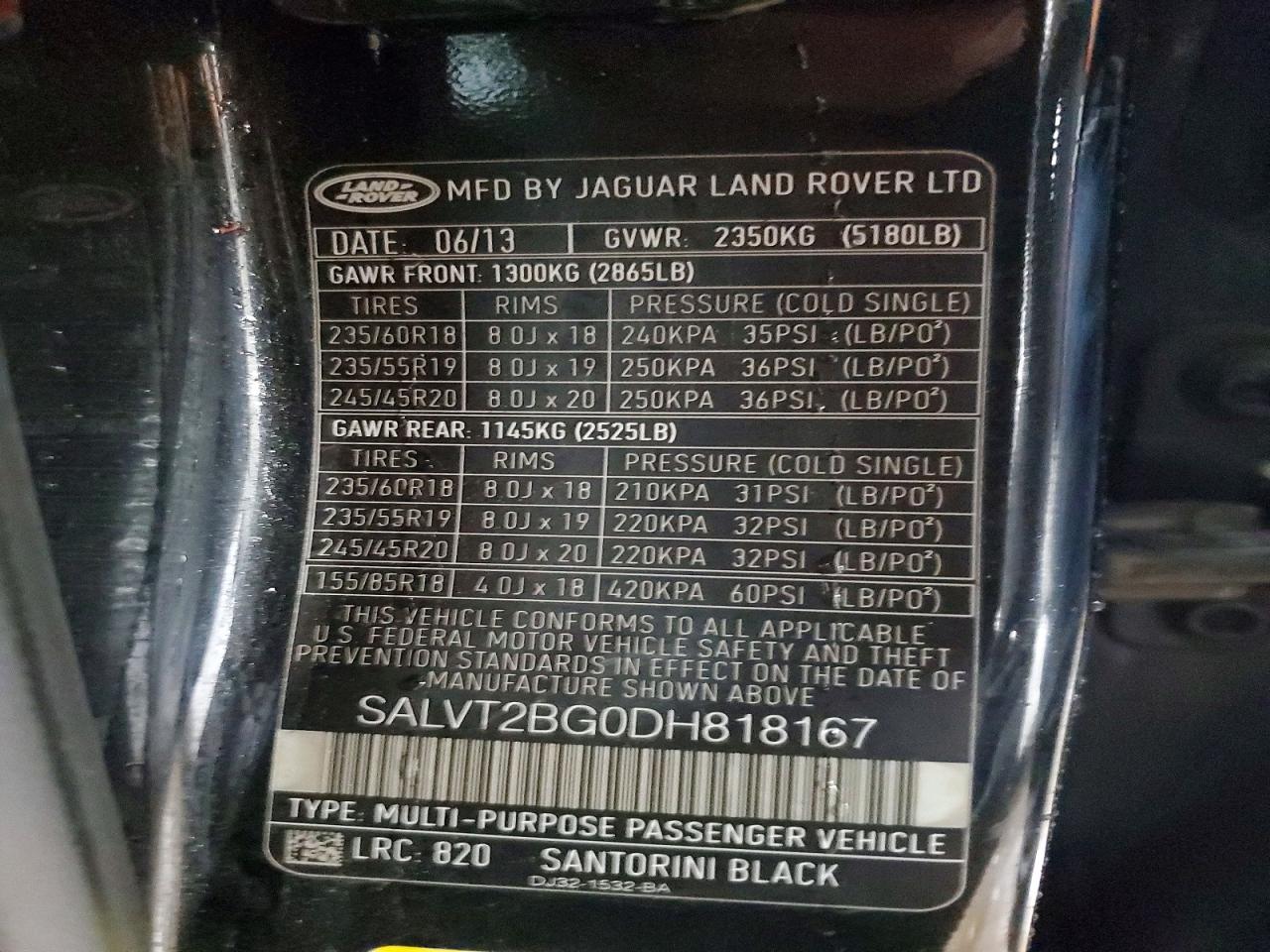 2013 LAND ROVER RANGE ROVER EVOQUE DYNAMIC PREMIUM photo 13