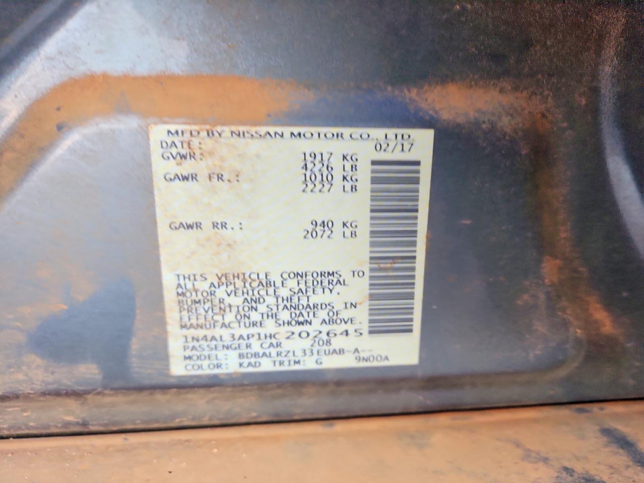 2017 NISSAN ALTIMA 2.5 photo 12