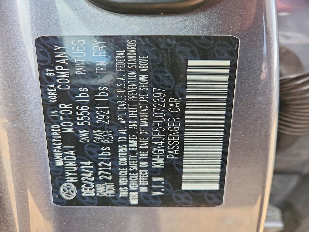 2015 HYUNDAI GENESIS 5.0L photo 12