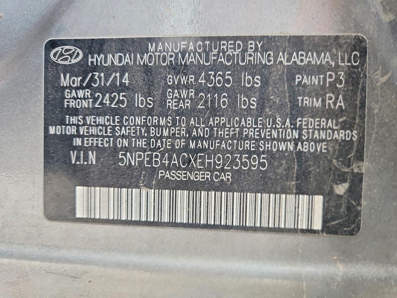 2014 HYUNDAI SONATA GLS photo 25