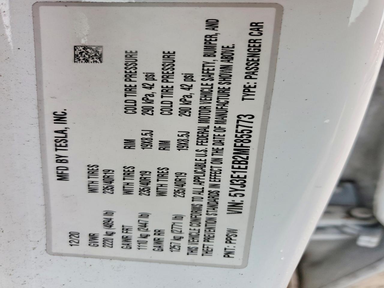 2021 TESLA MODEL 3 photo 27