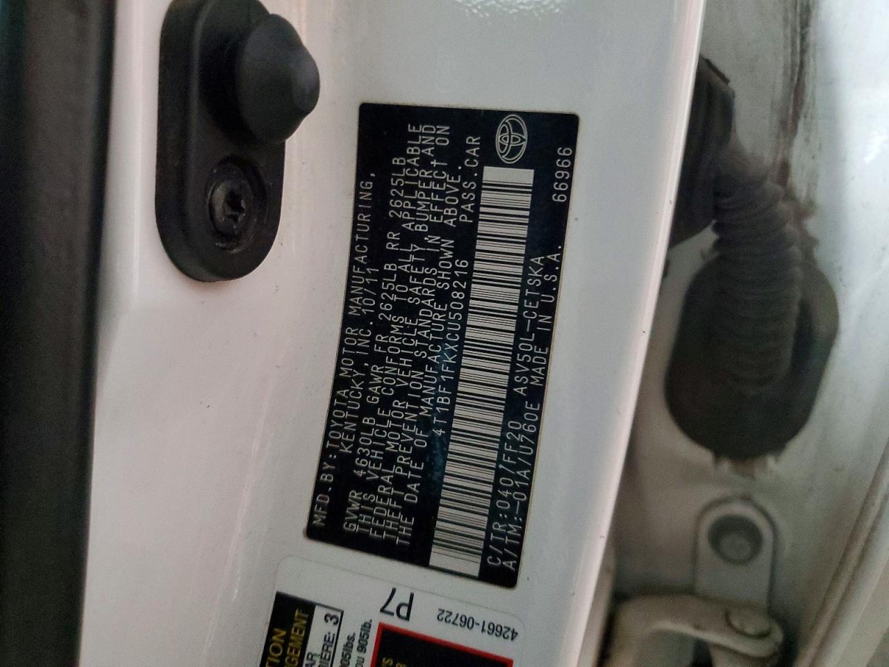 2012 TOYOTA CAMRY BASE photo 12