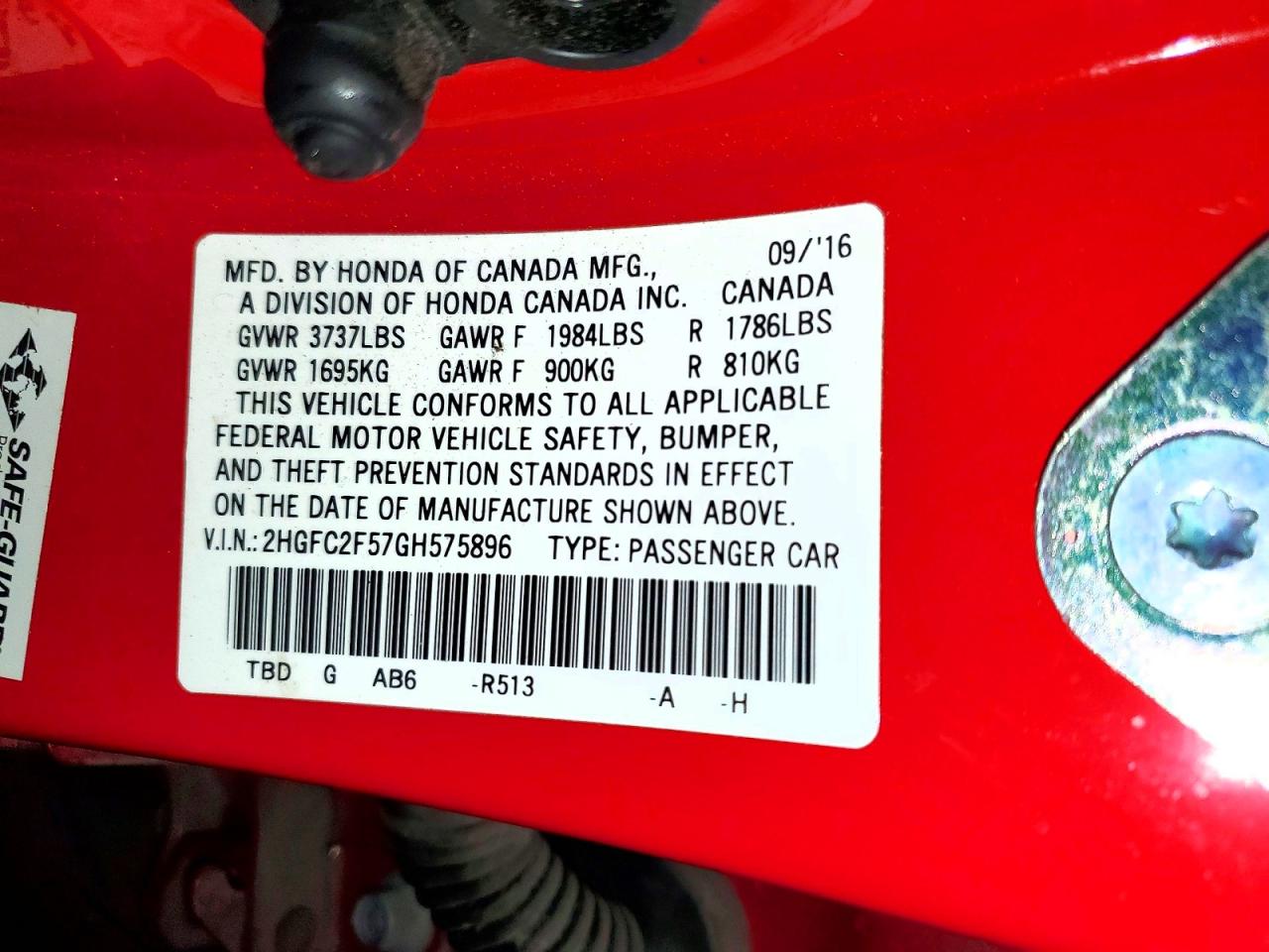 2016 HONDA CIVIC LX photo 12