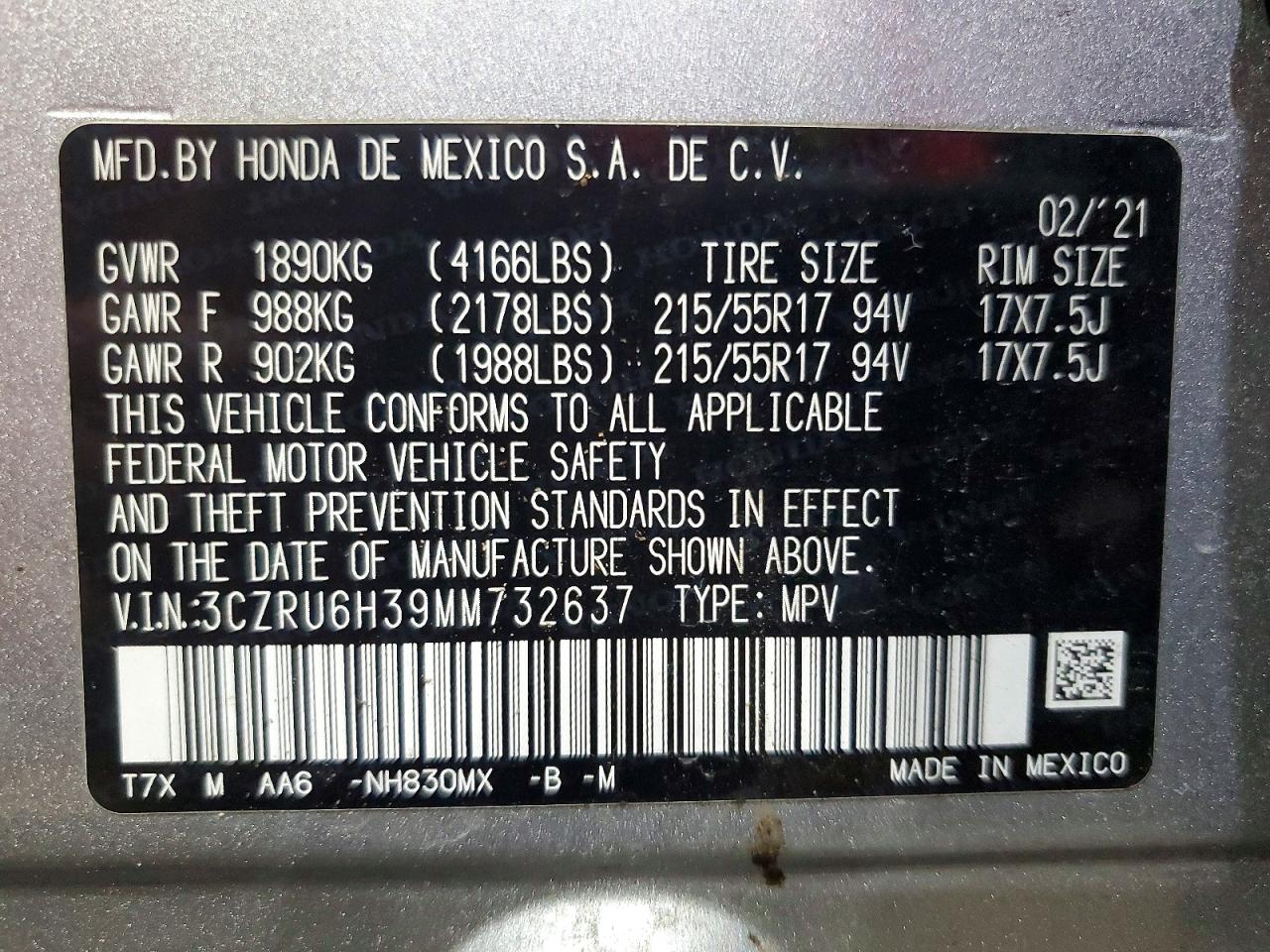 2021 HONDA HR-V LX photo 13