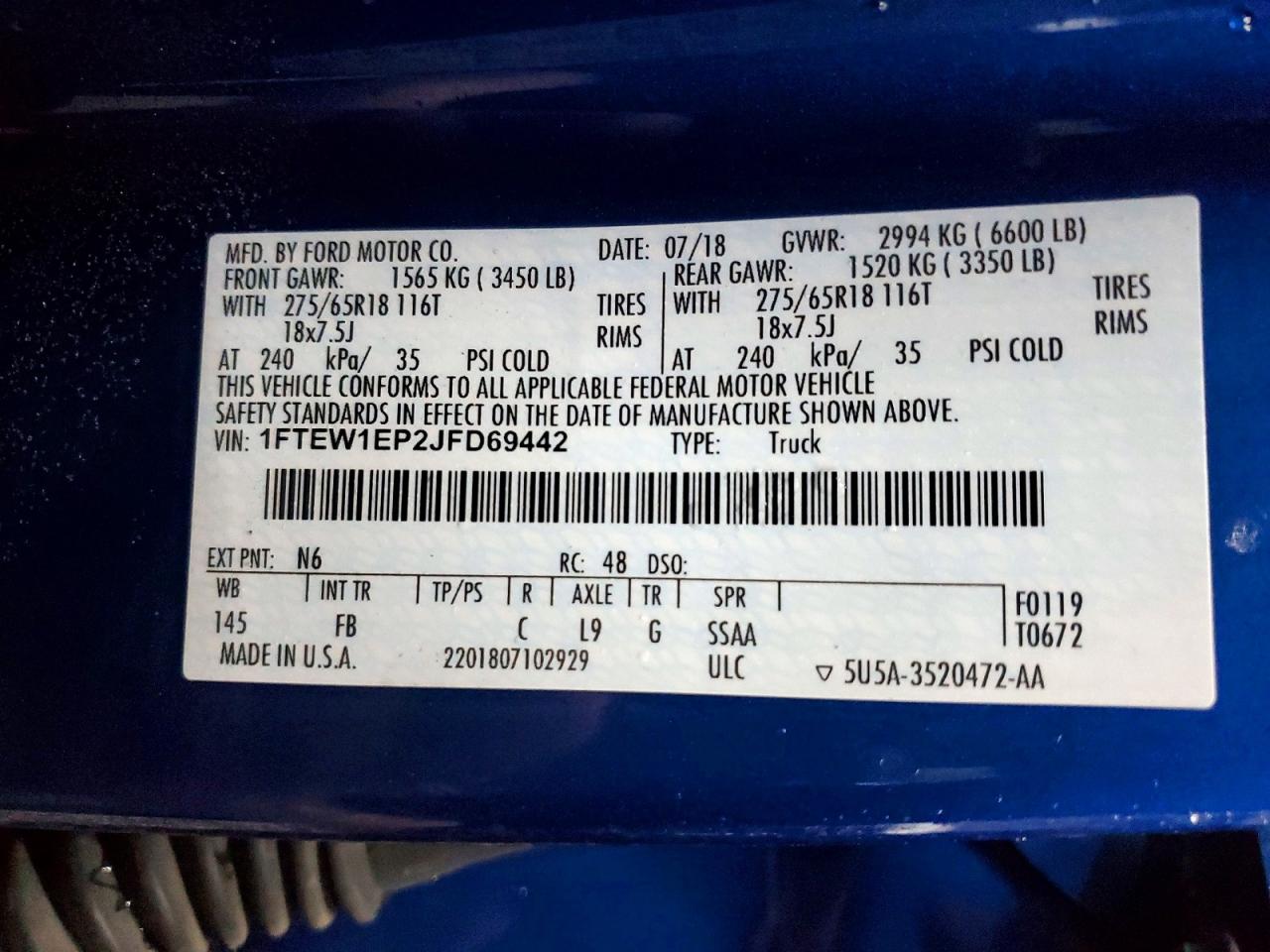 2018 FORD F150 SUPERCREW photo 12