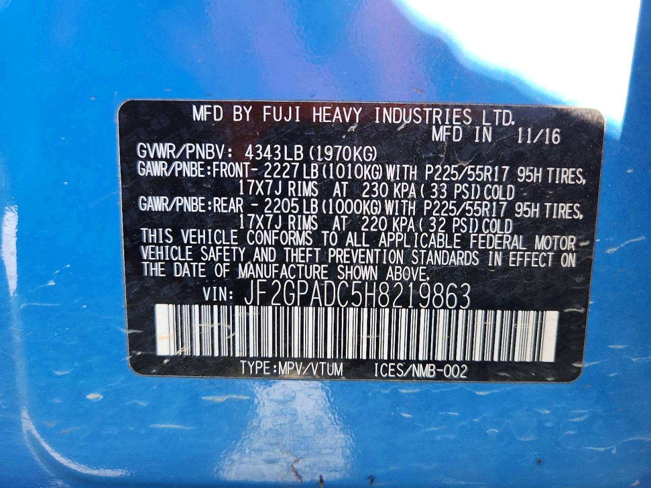2017 SUBARU CROSSTREK PREMIUM photo 14