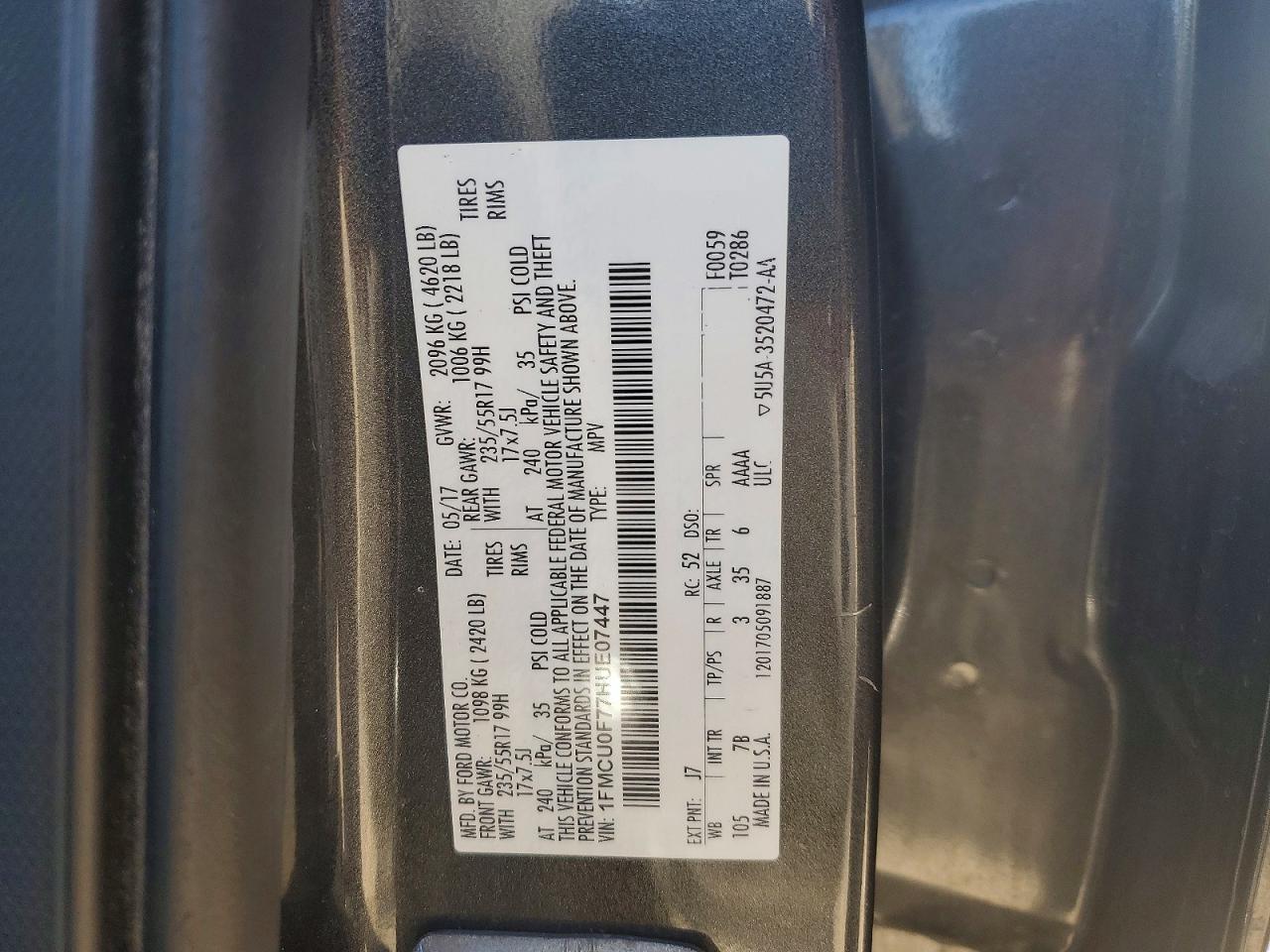 2017 FORD ESCAPE S photo 13