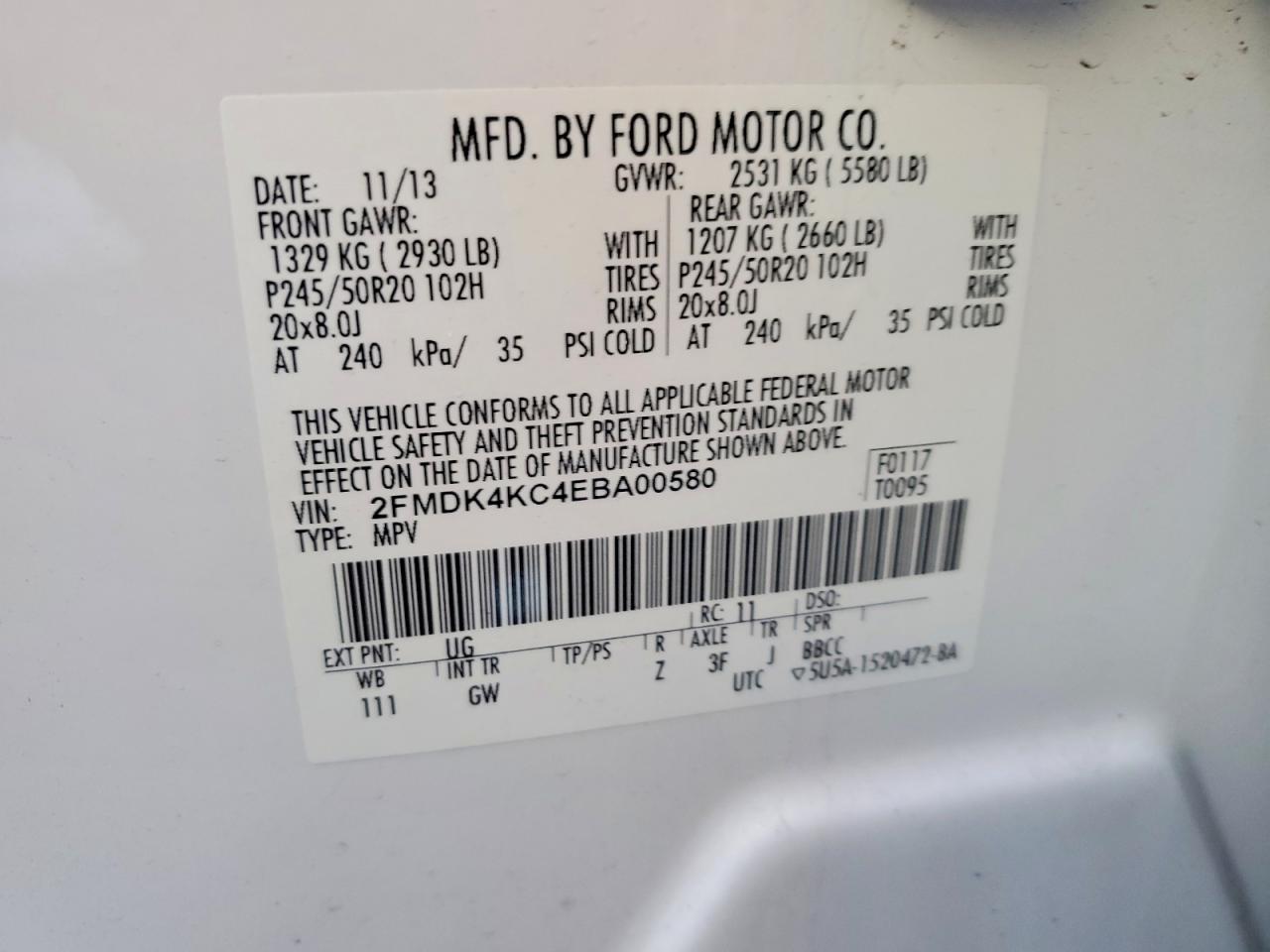 2014 FORD EDGE LIMITED photo 14