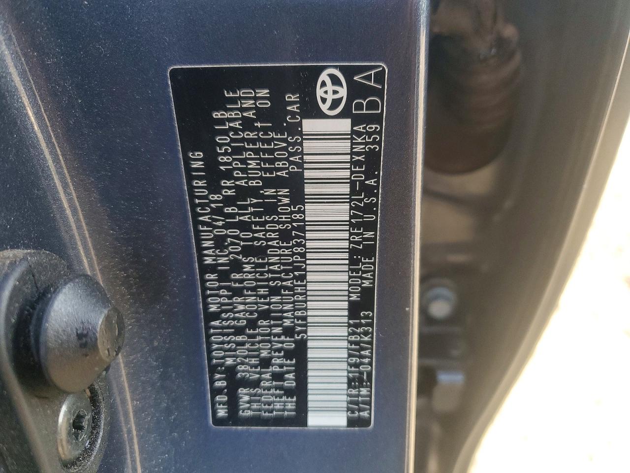 2018 TOYOTA COROLLA L photo 13