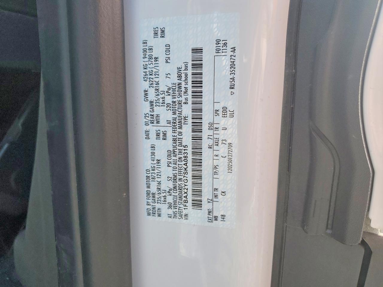 2025 FORD TRANSIT T-350 photo 10