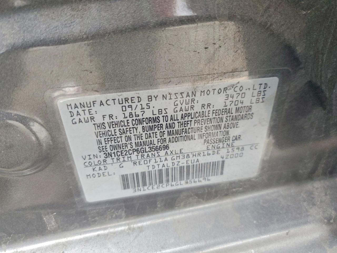 2016 NISSAN VERSA NOTE S photo 12