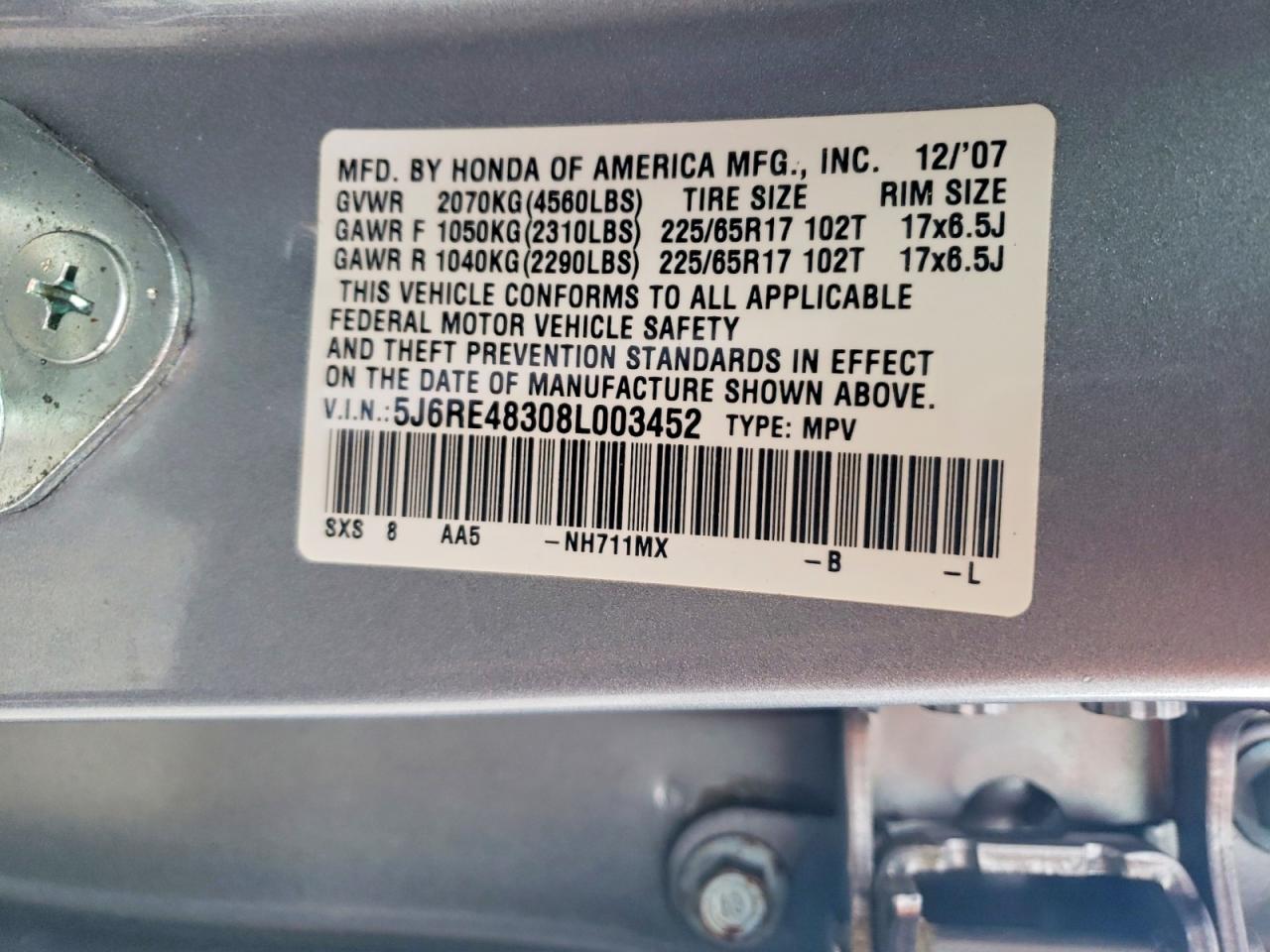 2008 HONDA CR-V LX photo 25