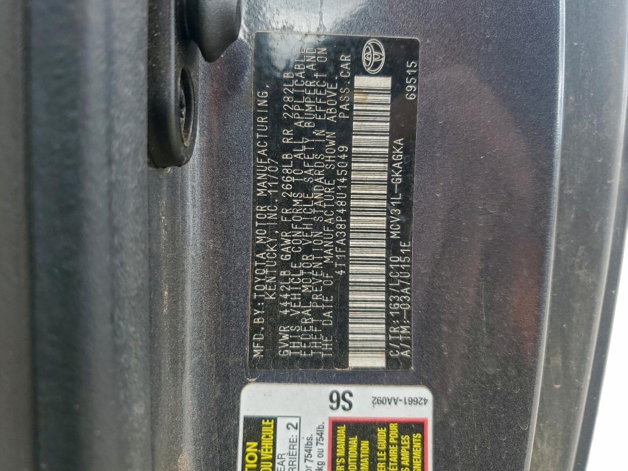 2008 TOYOTA CAMRY SOLARA SE photo 12