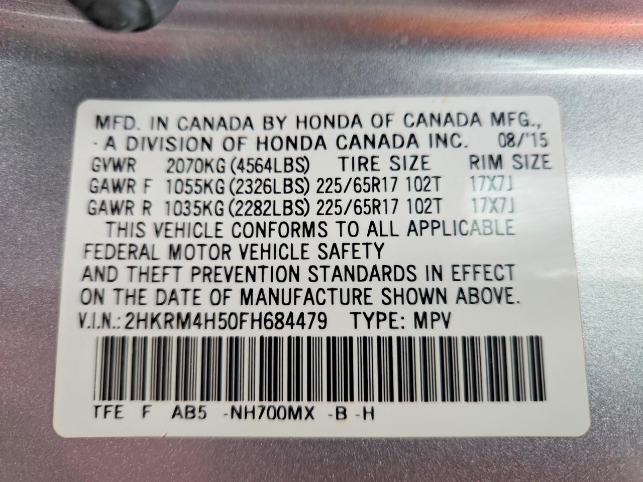 2015 HONDA CR-V EX photo 14