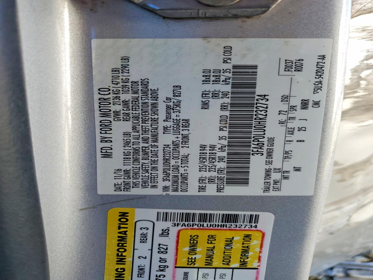 2017 FORD FUSION SE HYBRID photo 12