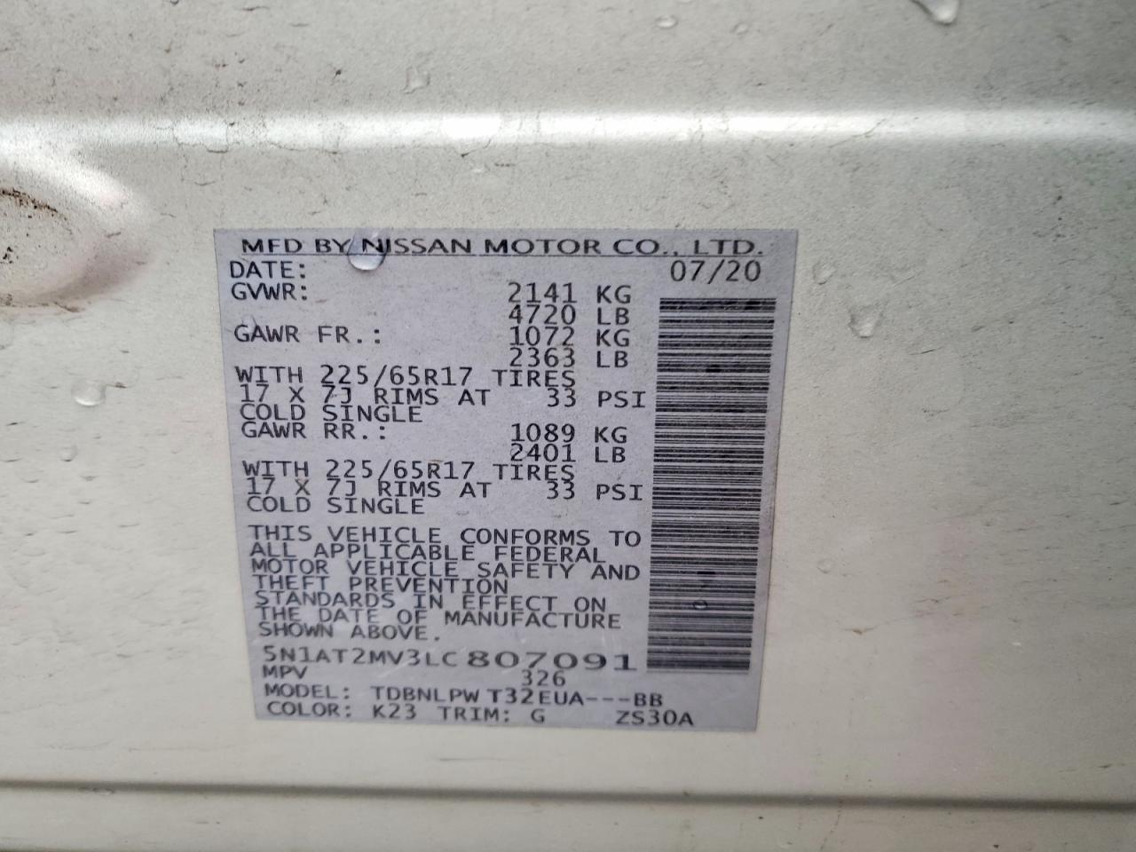 2020 NISSAN ROGUE S photo 12