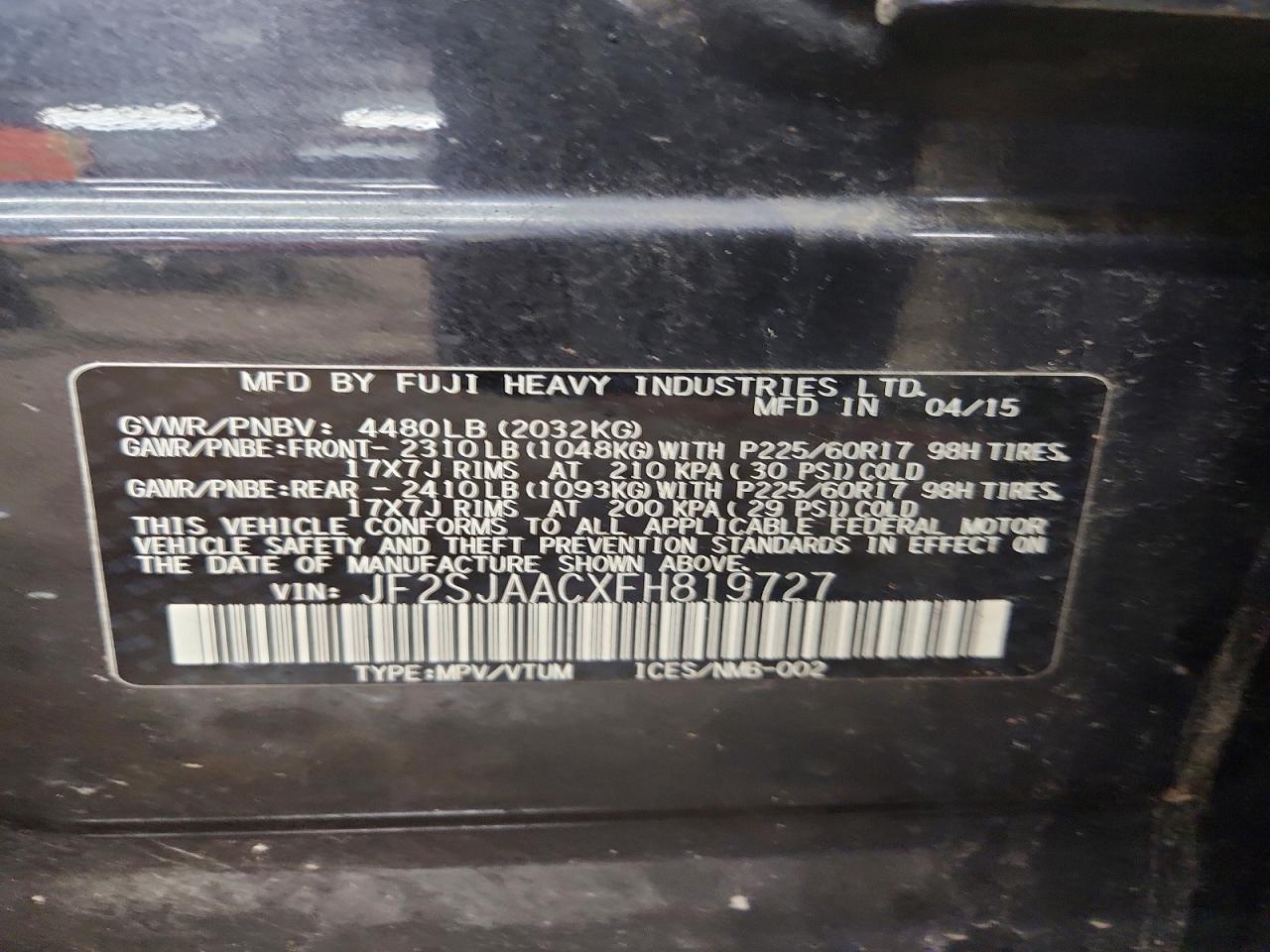 2015 SUBARU FORESTER 2.5I photo 13
