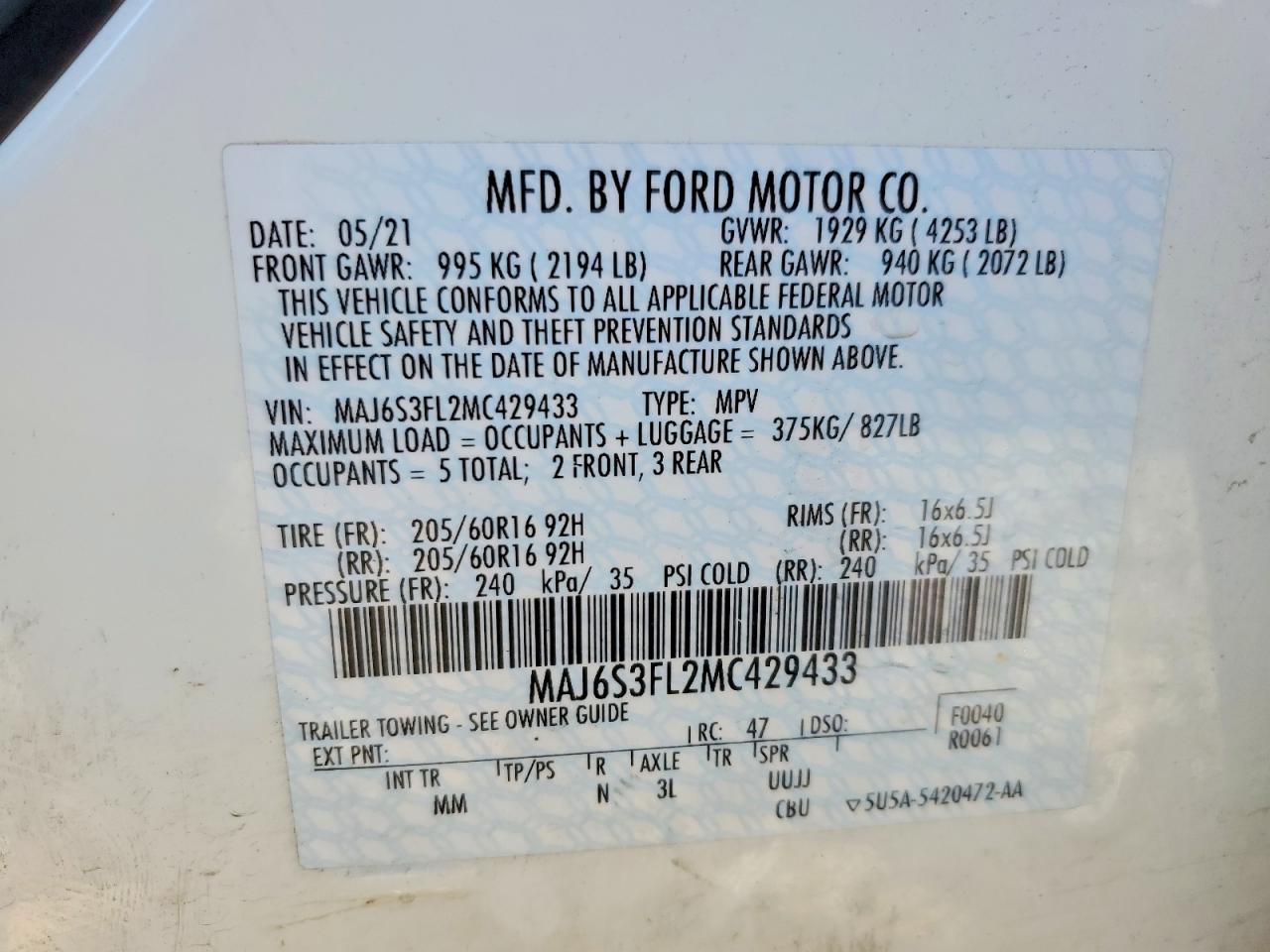 2021 FORD ECOSPORT S photo 13