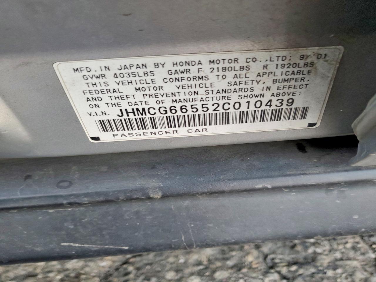 2002 HONDA ACCORD LX photo 12