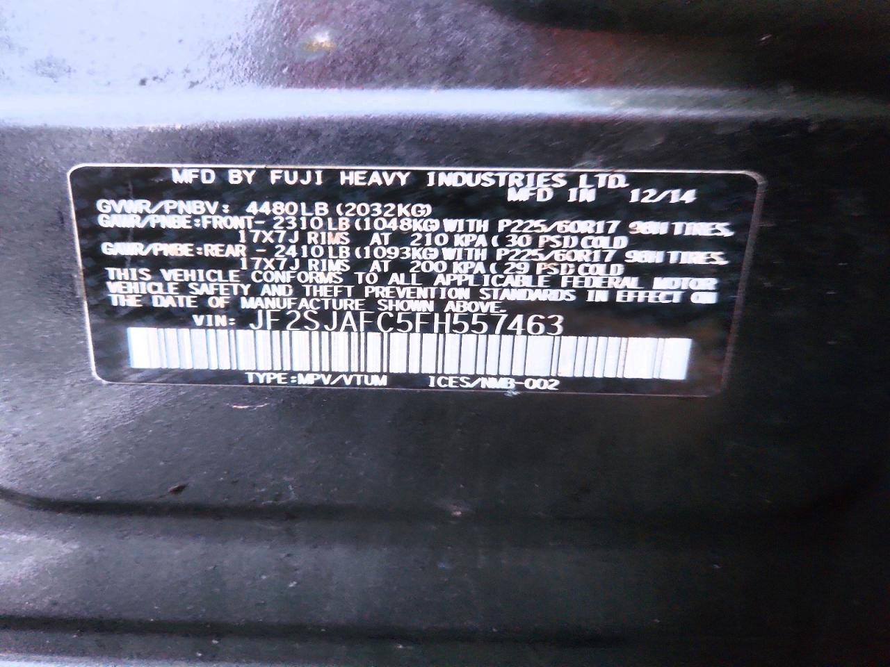 2015 SUBARU FORESTER 2.5I PREMIUM photo 13