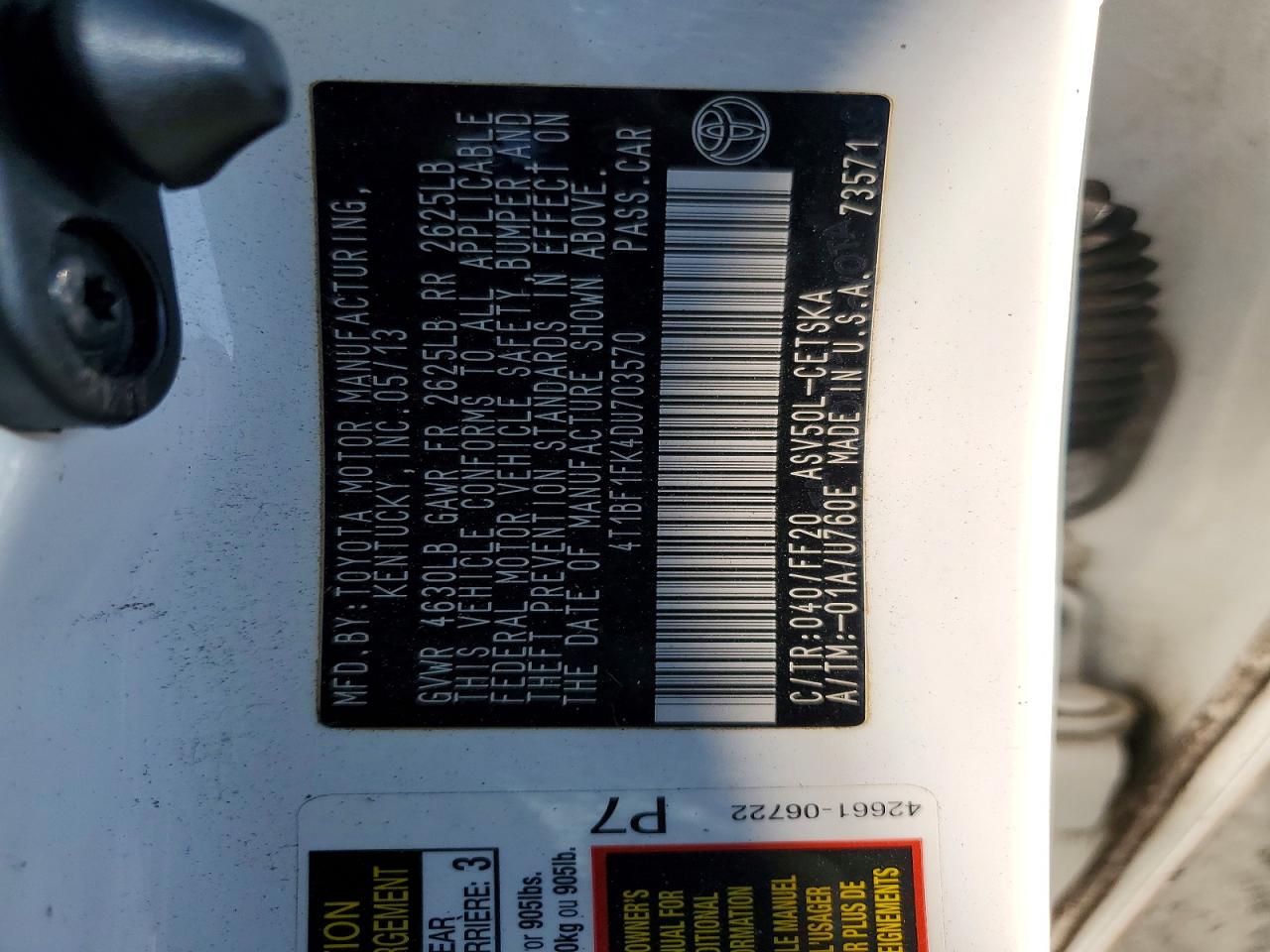 2013 TOYOTA CAMRY SE photo 12