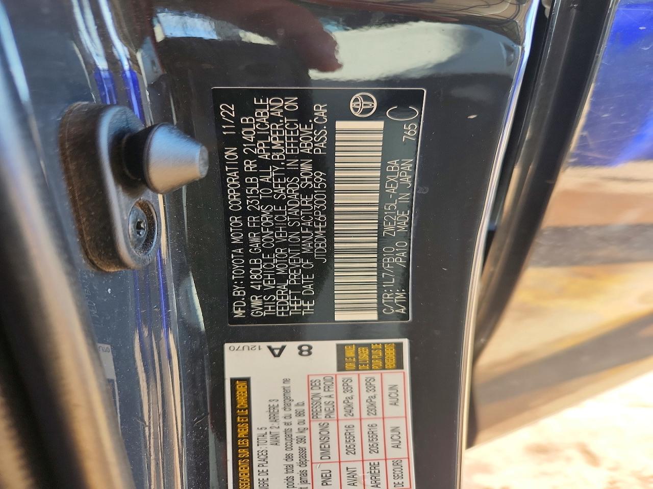 2023 TOYOTA COROLLA LE photo 12