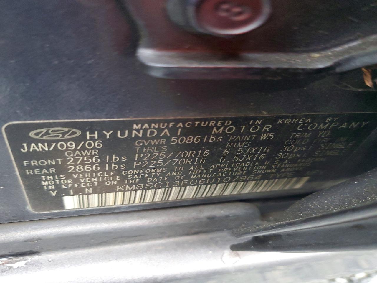 2006 HYUNDAI SANTA FE GLS photo 13