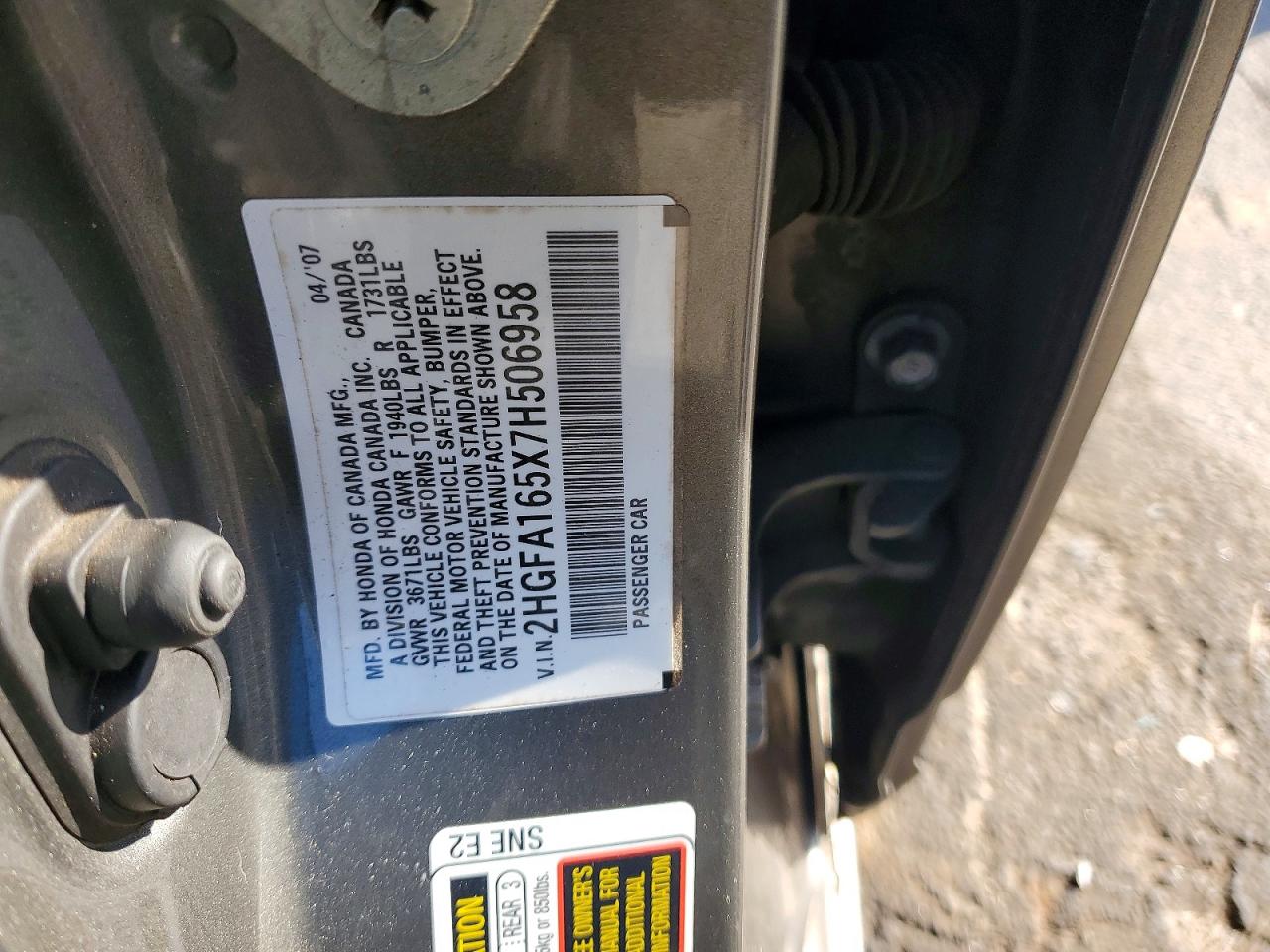 2007 HONDA CIVIC LX photo 23