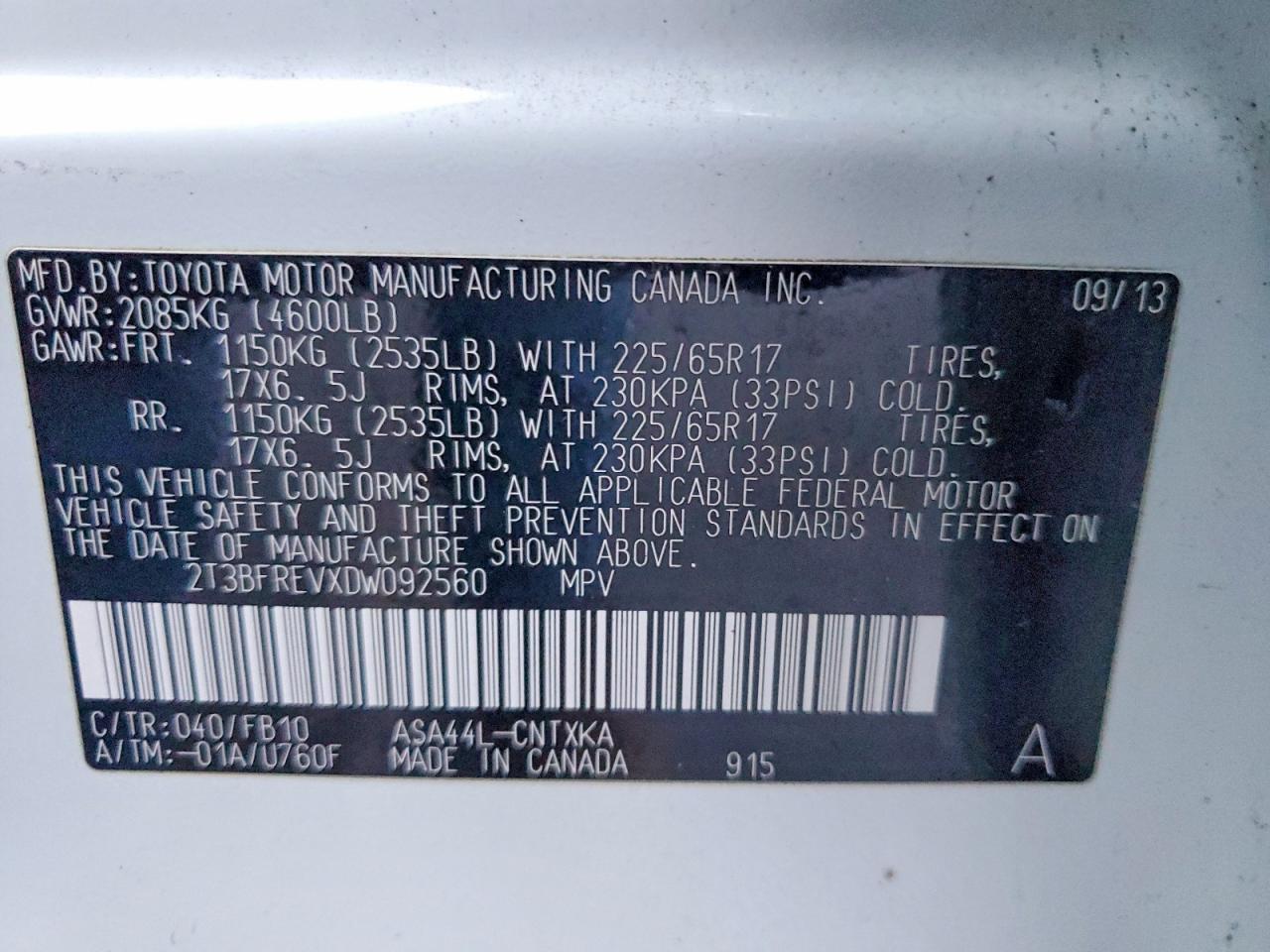 2013 TOYOTA RAV4 LE photo 13