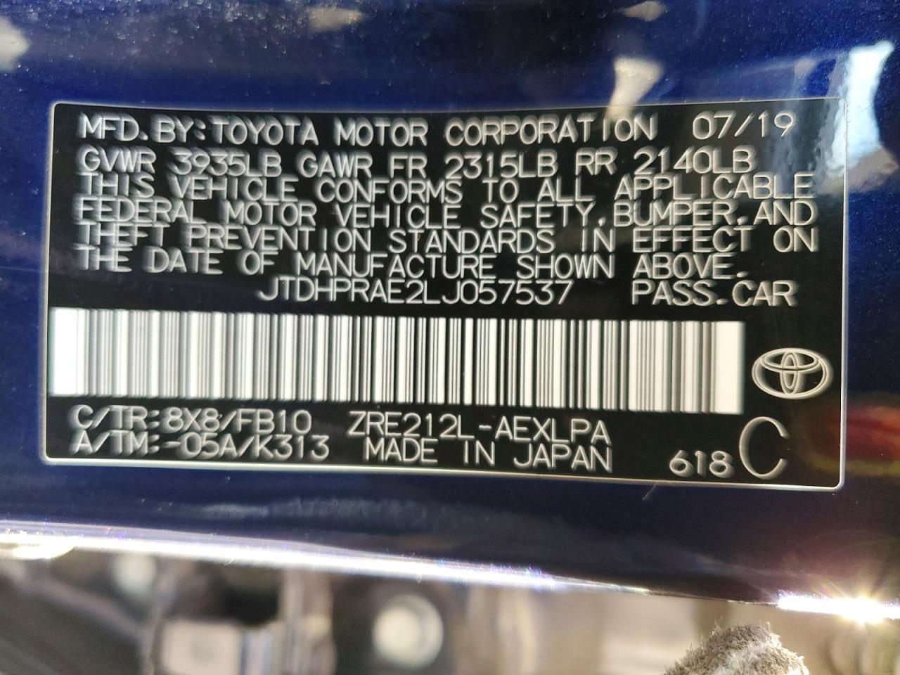 2020 TOYOTA COROLLA LE photo 13