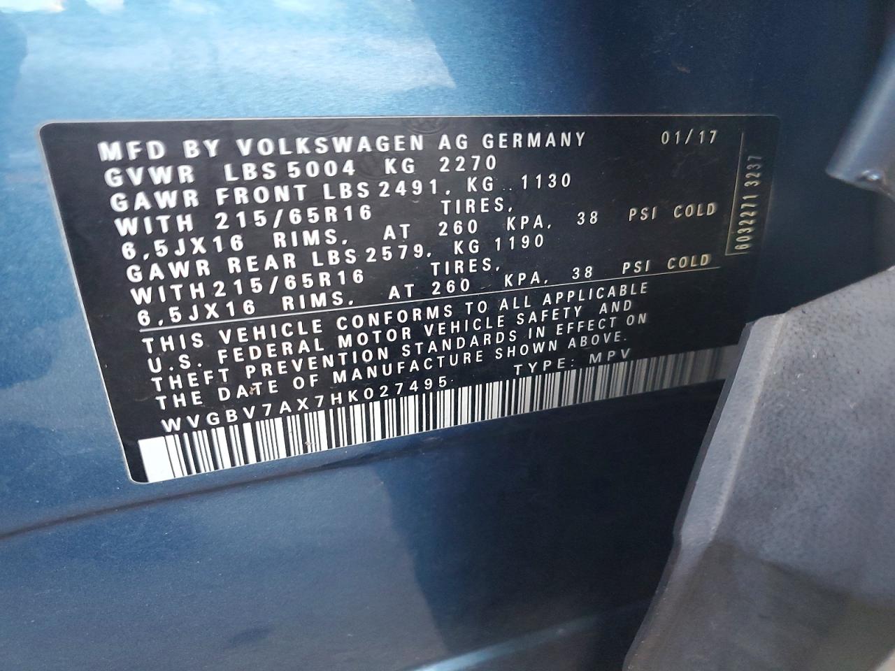 2017 VOLKSWAGEN TIGUAN S photo 12