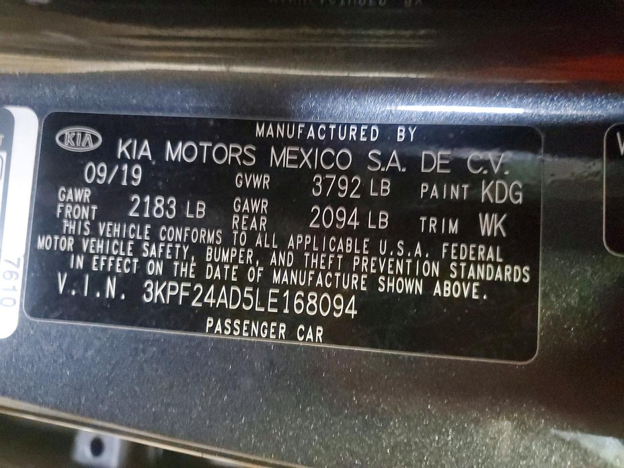 2020 KIA FORTE FE photo 13