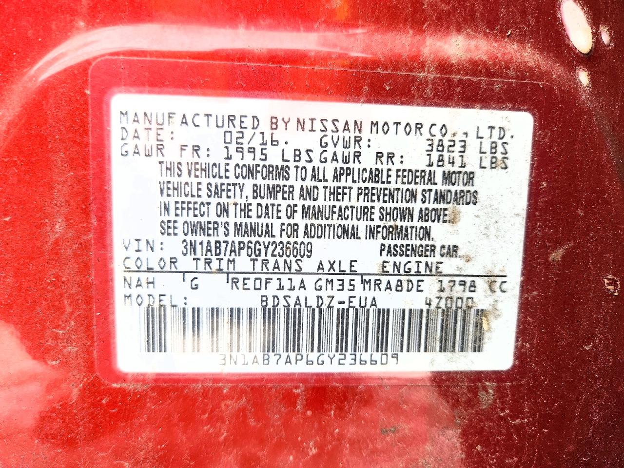 2016 NISSAN SENTRA S photo 12