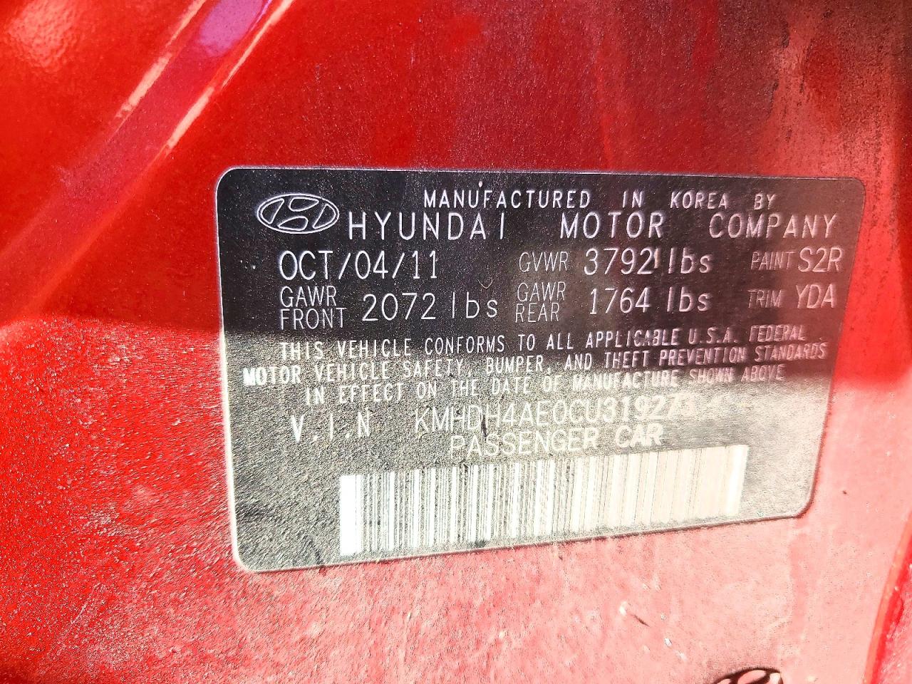 2012 HYUNDAI ELANTRA GLS photo 25