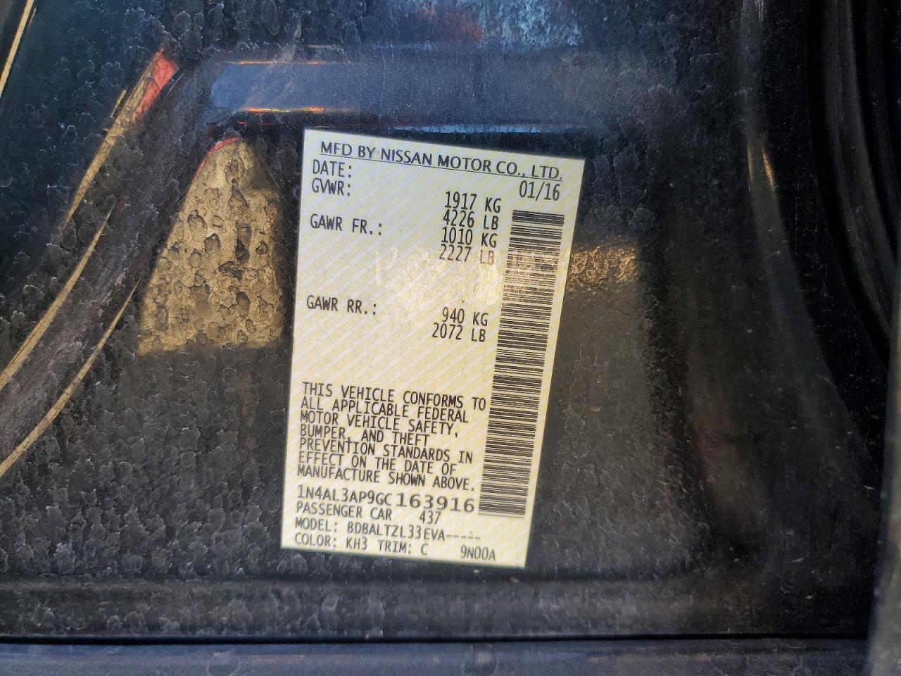 2016 NISSAN ALTIMA 2.5 photo 12