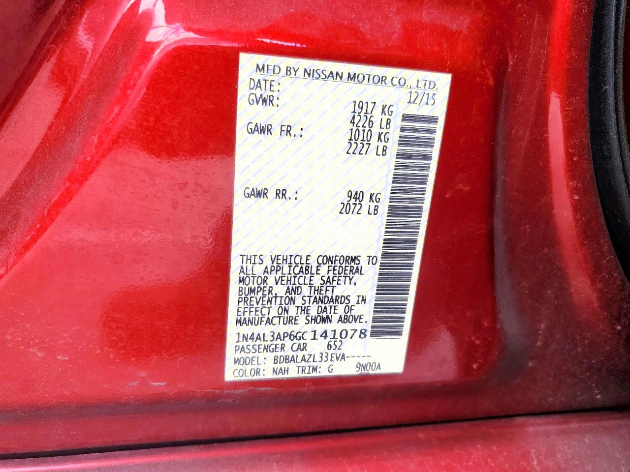 2016 NISSAN ALTIMA 2.5 photo 13