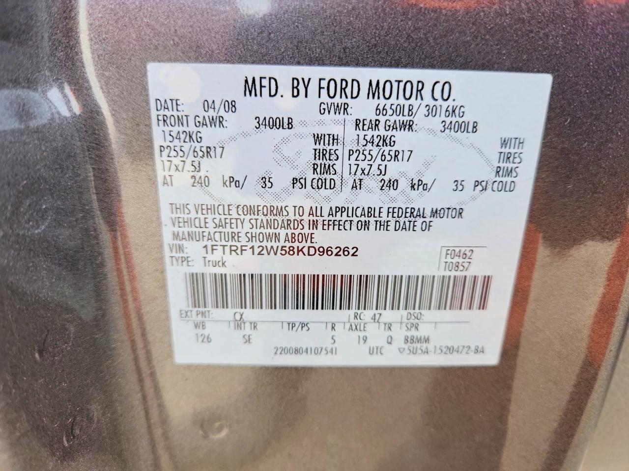 2008 FORD F150 photo 12