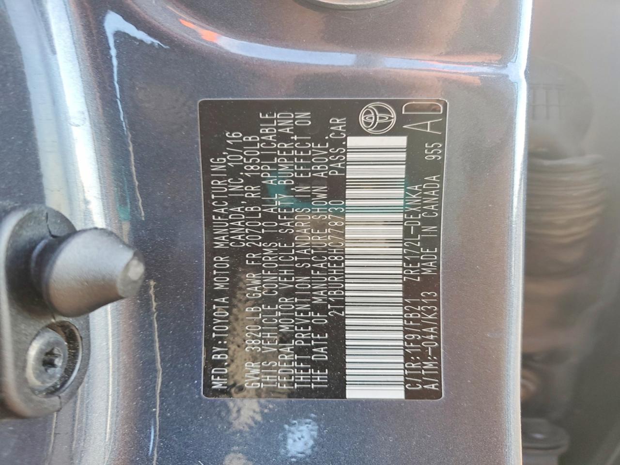 2017 TOYOTA COROLLA L photo 12