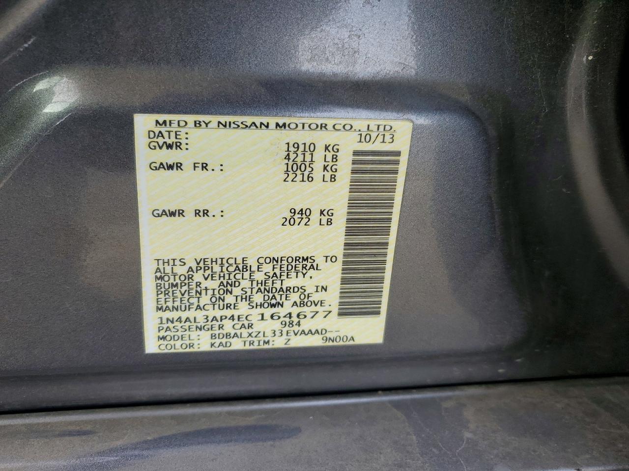 2014 NISSAN ALTIMA 2.5 photo 12