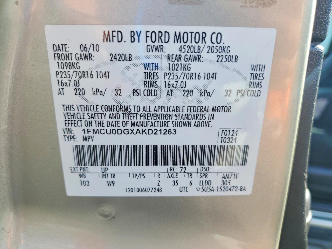 2010 FORD ESCAPE XLT photo 13